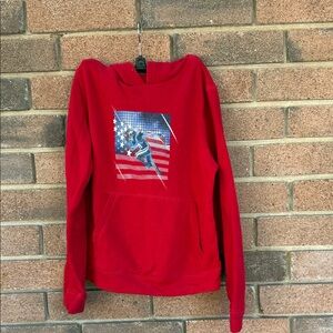 Tek Gear Red Kids Hoodie with Flag Design Size M